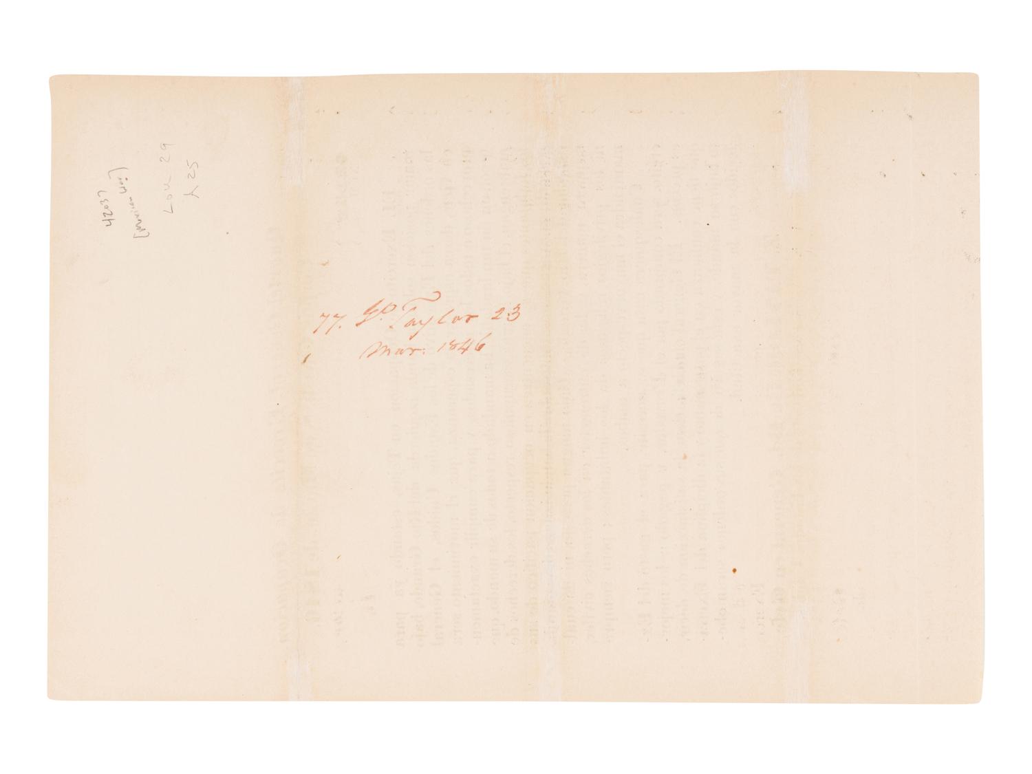 [BANGS, Samuel, printer] -- [MEXICAN-AMERICAN WAR]. TAYLOR, Zachary. Quartel general, Exercito de Ocupacion, Corpus Christi, 8 de marzo, de 1846. Orden, num. 30 . [Corpus Christi: Samuel Bangs & George W. Fletcher, 1846].