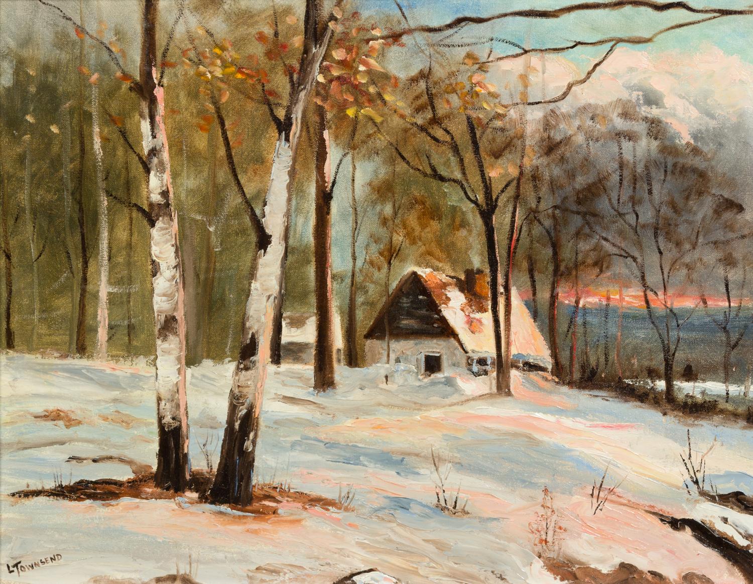 Lee Townsend, (American, 1895 - 1965), Winter Landscape with Cottage
