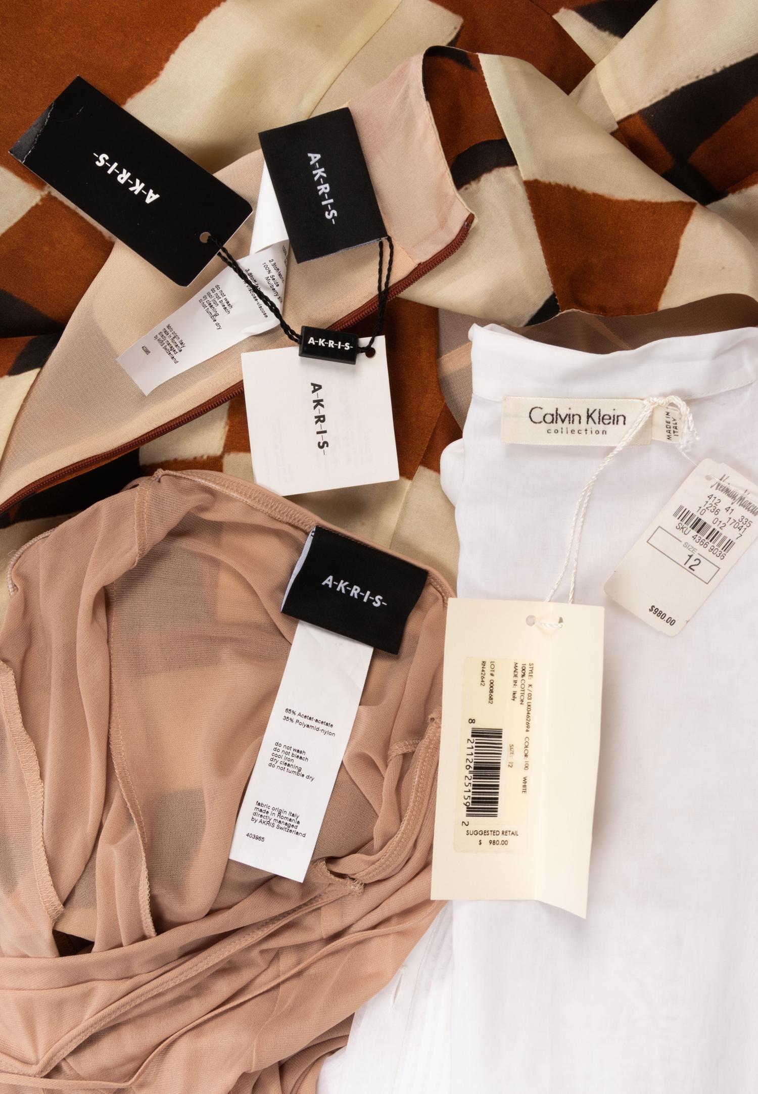 Two Designer Dresses and One Shawl: One Akris with Matching Shawl, One Calvin Klein