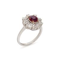 UNHEATED BURMESE RUBY AND DIAMOND RING