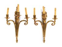 A Pair of French Gilt Bronze Sconces