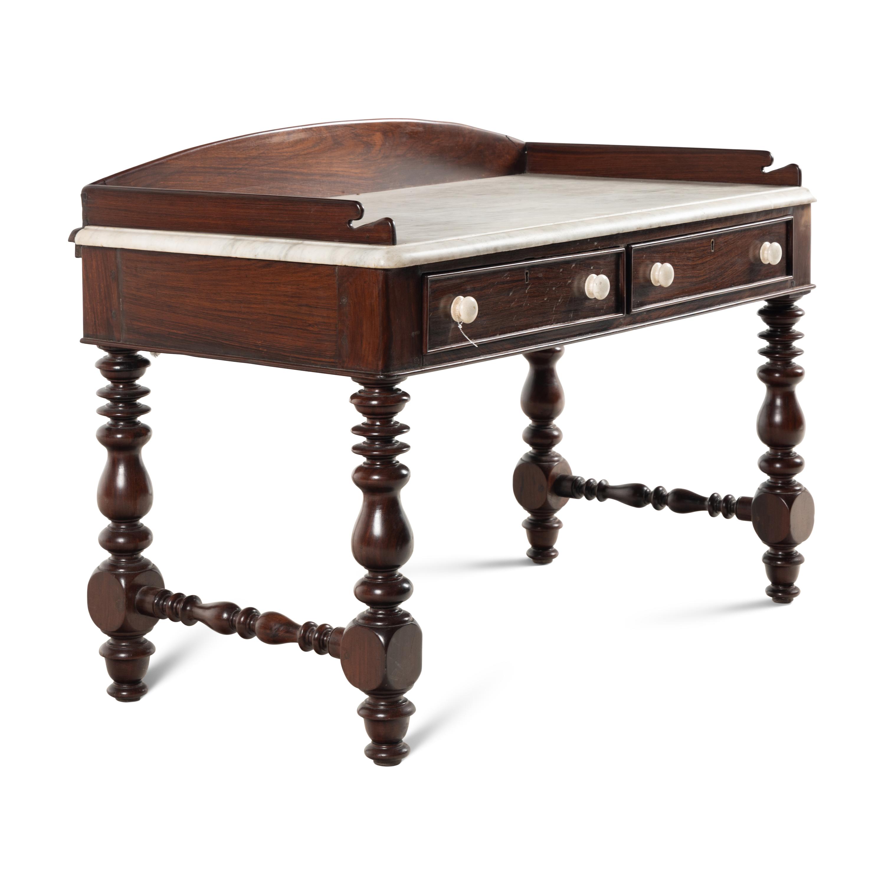 An English Rosewood and Marble Serving Table