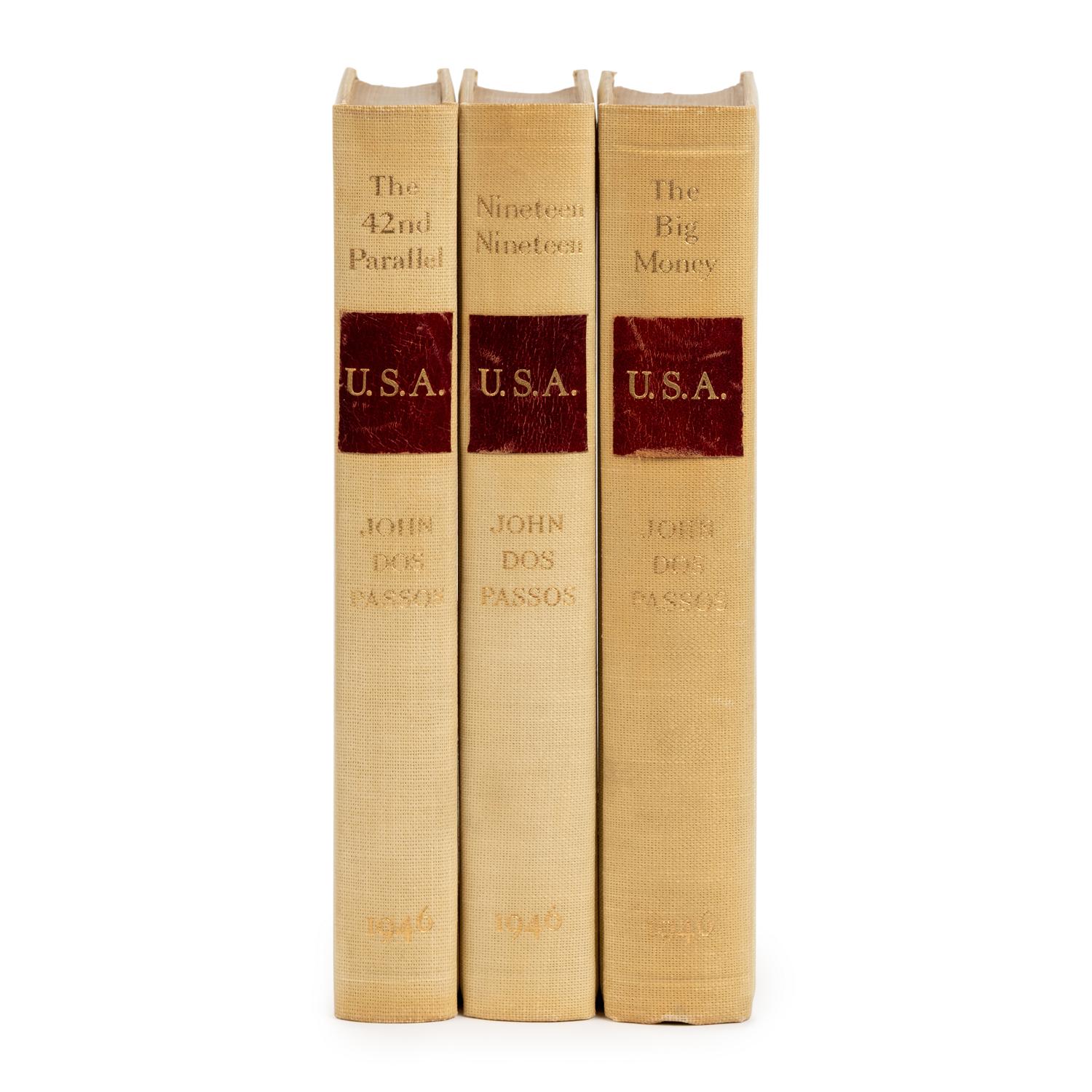 Dos Passos, John (1896-1970). [The U.S.A. Trilogy]. Comprising: The 42nd Parallel . -- 1919 . -- The Big Money . Boston: Houghton Mifflin, 1946.