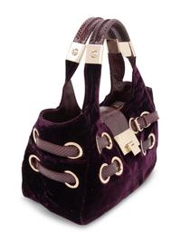 Jimmy Choo, Purple Velvet & Snakeskin Handbag