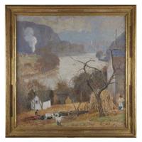 DANIEL GARBER (AMERICAN 1880-1958) "THE MORNING TRAIN"