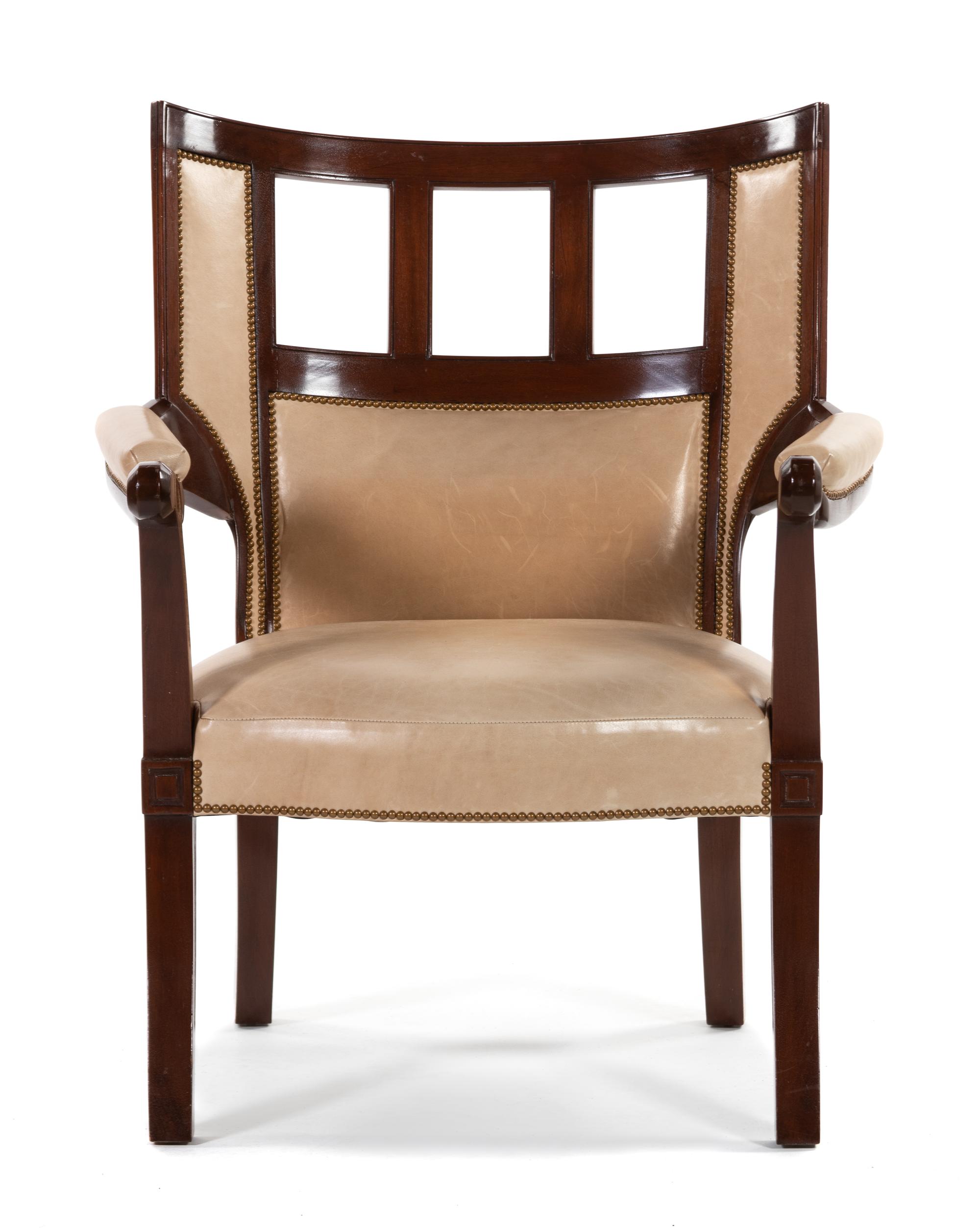 A Directoire Style Leather-Upholstered Mahogany Armchair — RANDOLPH & HEIN, SAN FRANCISCO AFTER A DESIGN BY JACOB