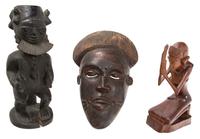 Three African Carved Wood Articles Height of tallest 13 1/2 inches. — 20TH CENTURY