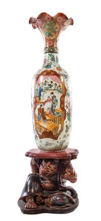 A Japanese Kutani Fluted Vase Height 42 inches. — 20TH CENTURY