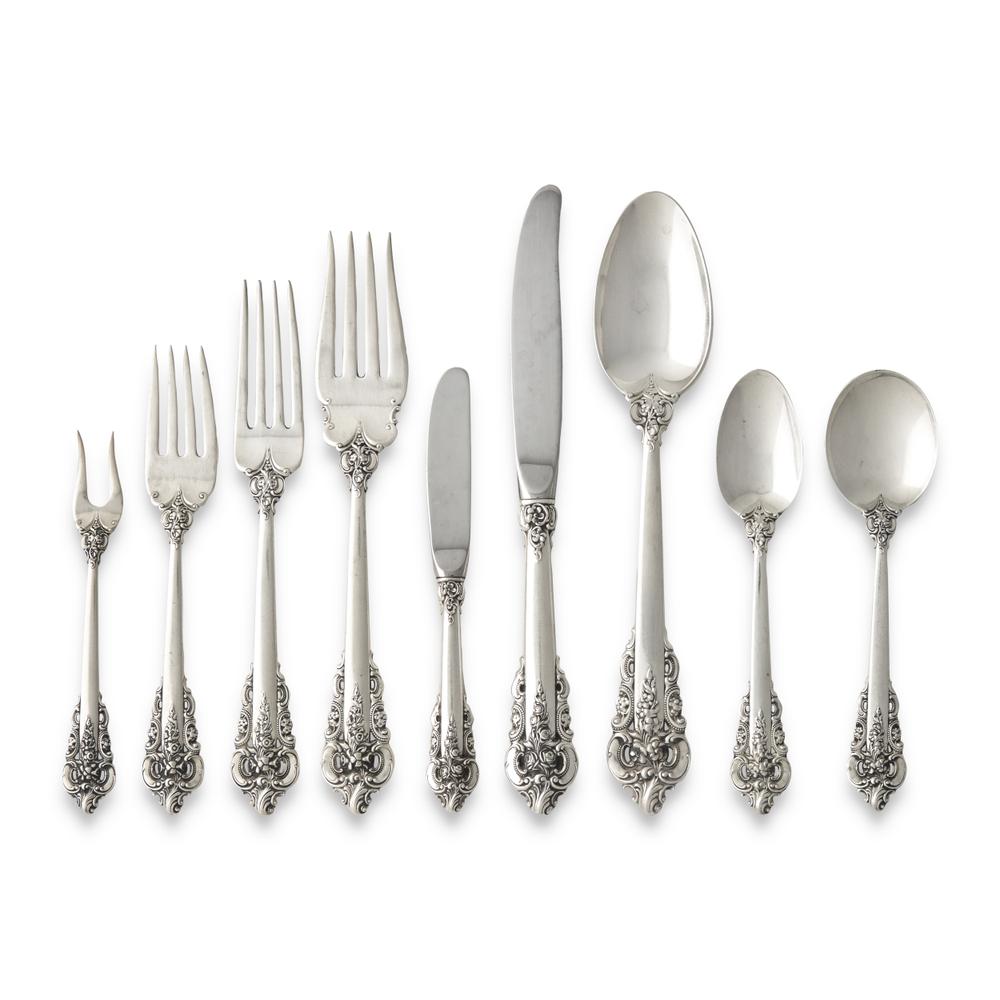An American Silver Flatware Service – Grand Baroque Pattern, by Wallace