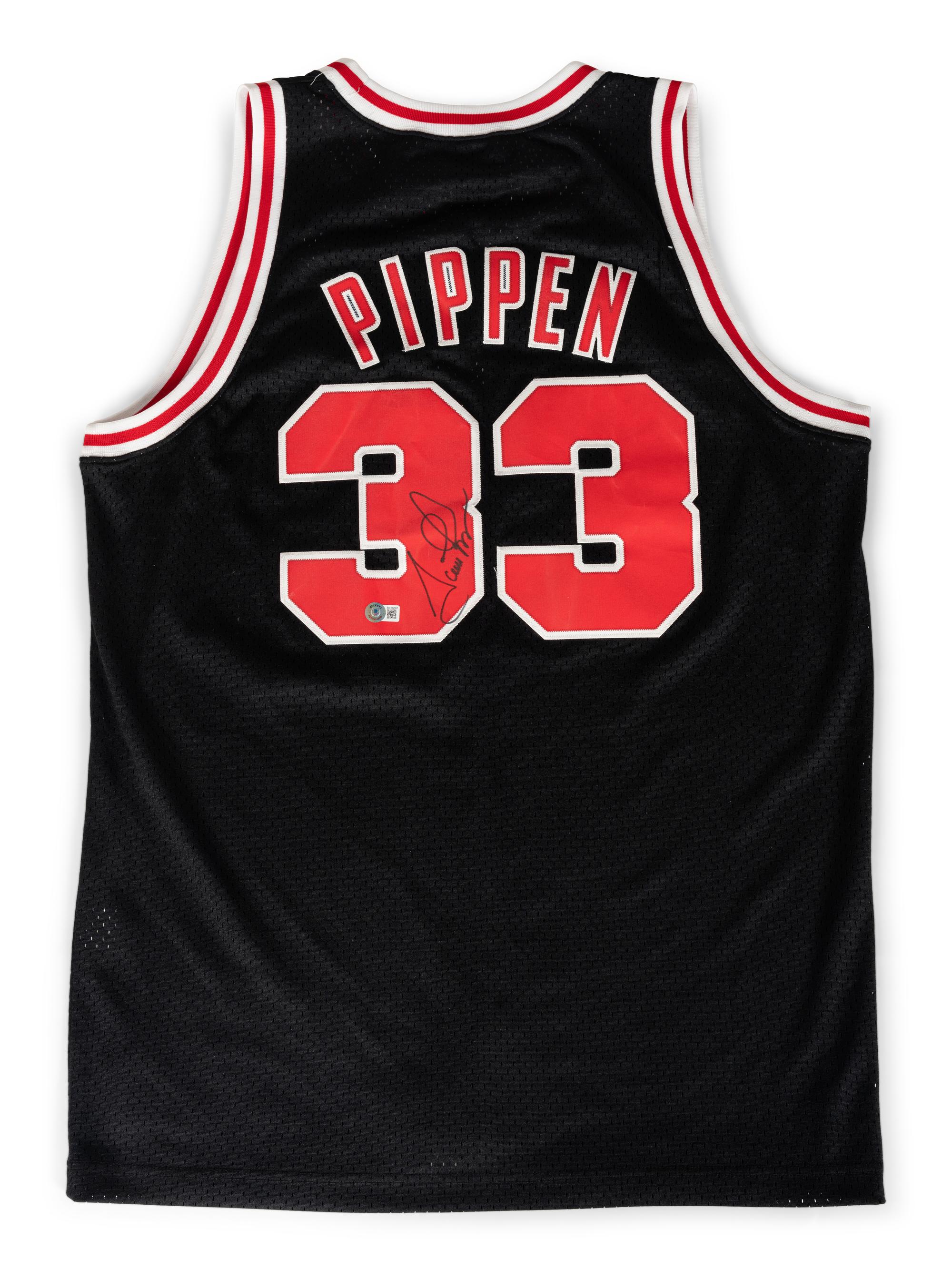A Scottie Pippen Signed Autograph Chicago Bulls Nike Basketball Jersey (Beckett Authentication Services BAS Certified),