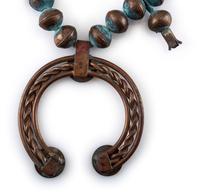 Southwestern-style Copper Coin Squash Blossom Necklace
