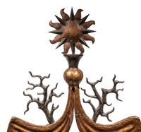 A French Gilt Metal and Iron Mirror After Gilbert Poillerat (French, 1902-1988)