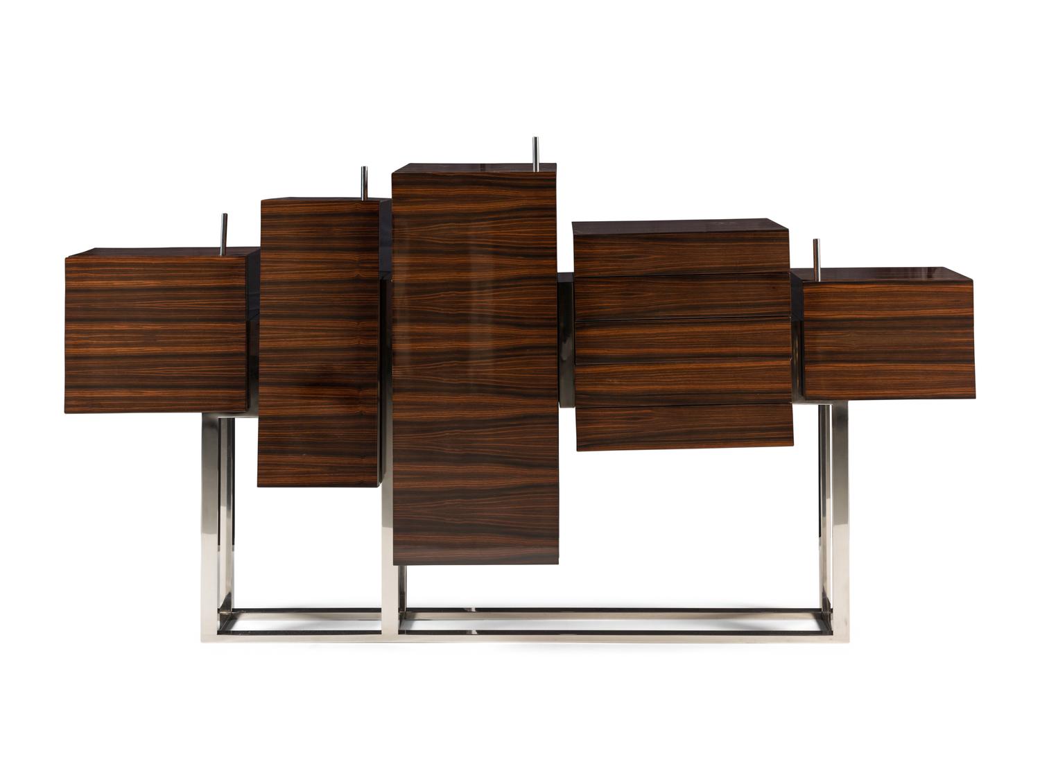 A Fermin Verdeguer for DARC Macassar Ebony and Chrome Brancusi Cabinet