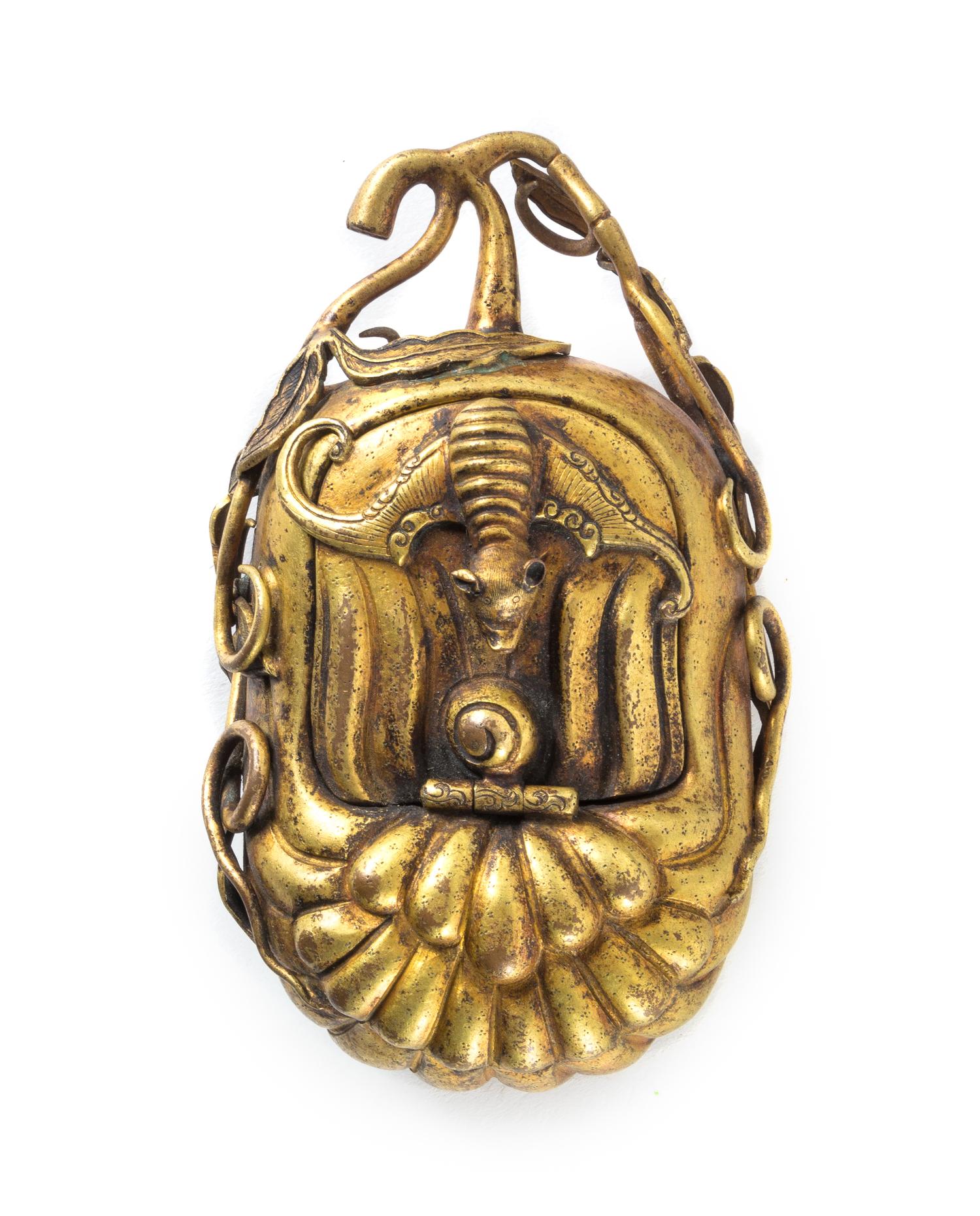 A Gilt Bronze Melon-Form Box