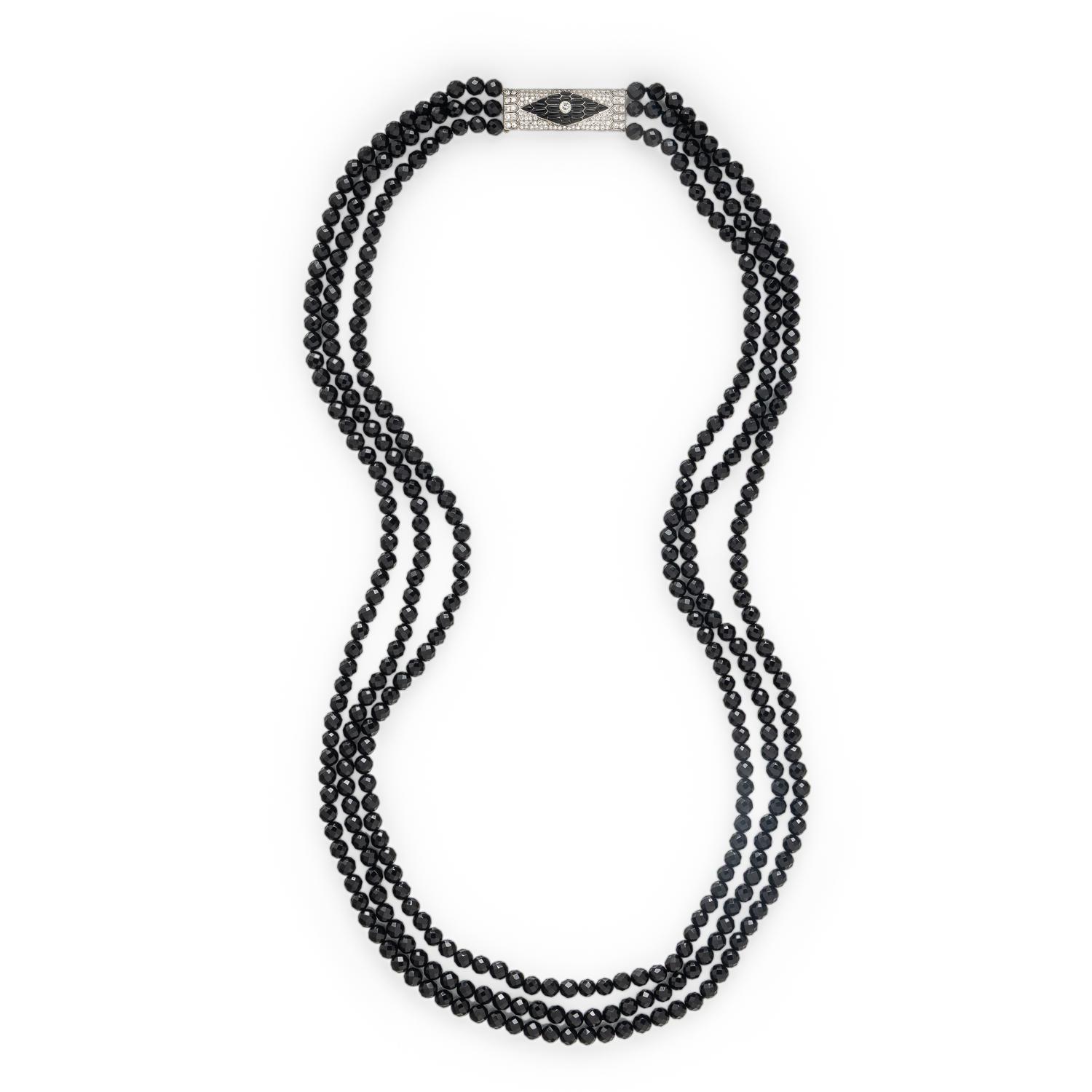 Diamond and Onyx Beaded Necklace