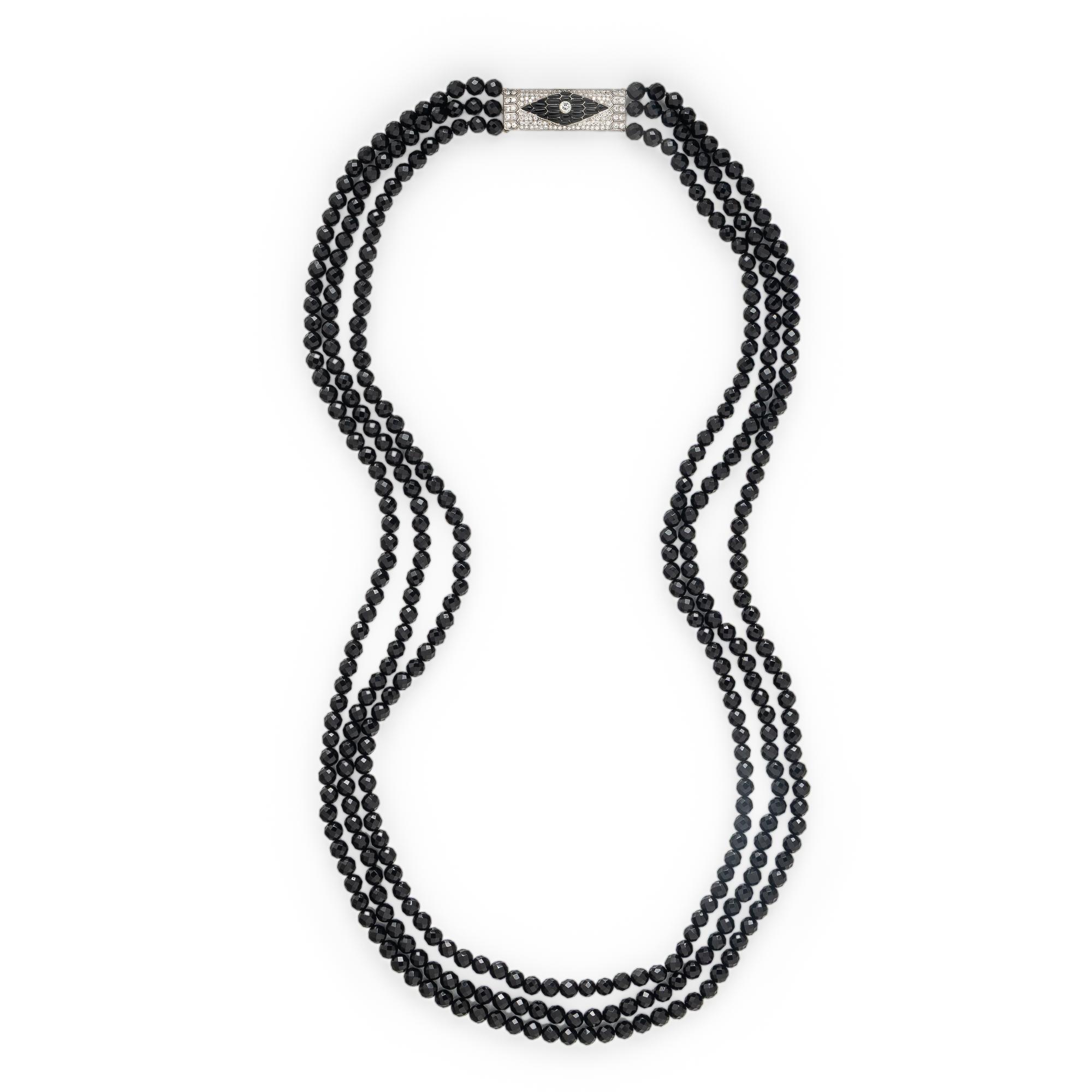Diamond and Onyx Beaded Necklace