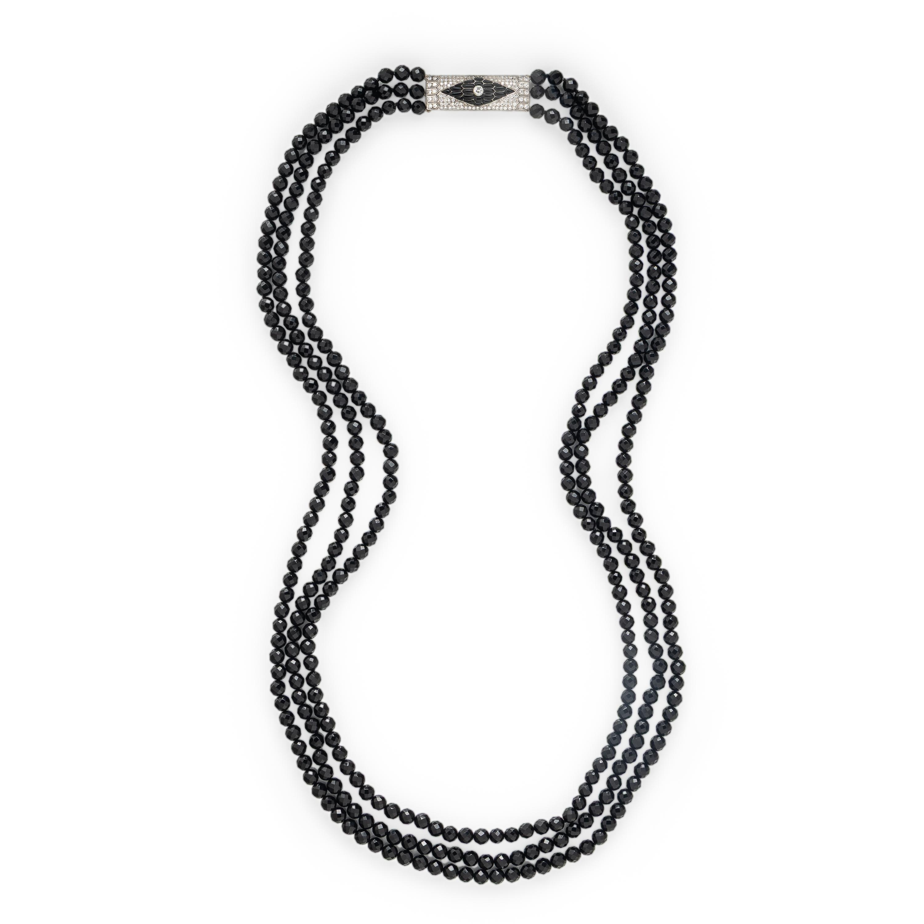 Diamond and Onyx Beaded Necklace