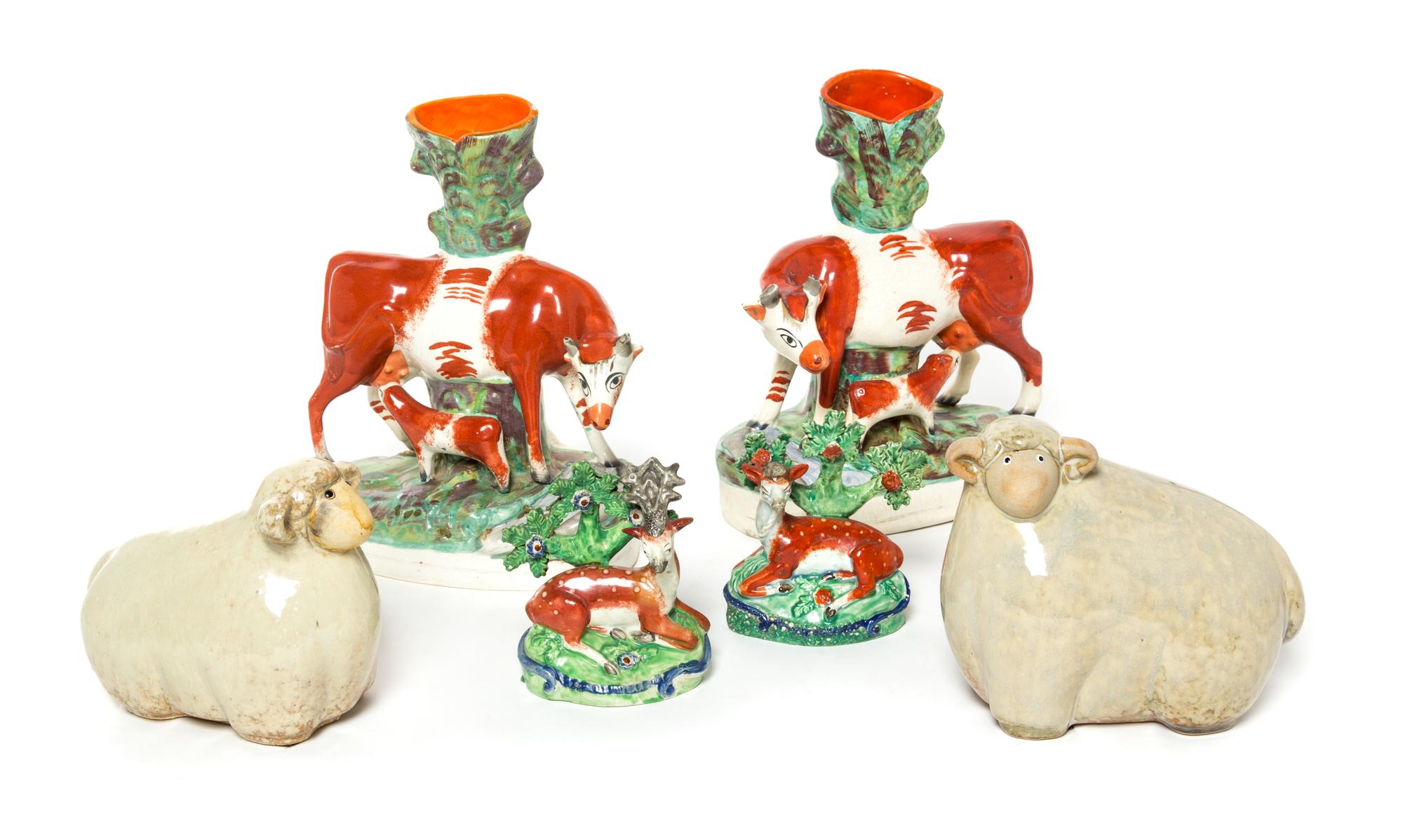 A Group of Six English Pottery Articles Height of tallest 11 inches. — 19TH CENTURY AND LATER