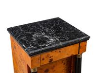 A Pair of Empire Style Part-Ebonized Burlwood Marble-Top Side Cabinets