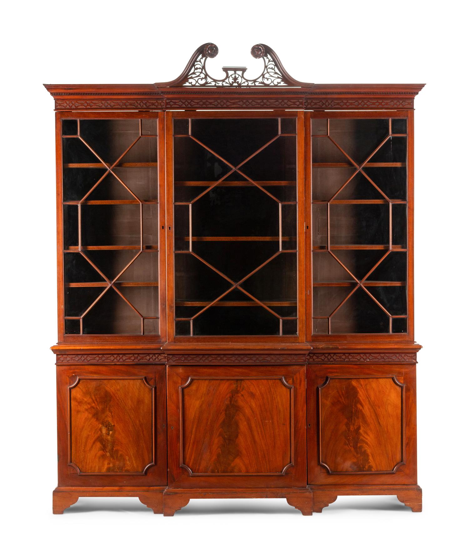 A George III Style Mahogany Breakfront Bookcase