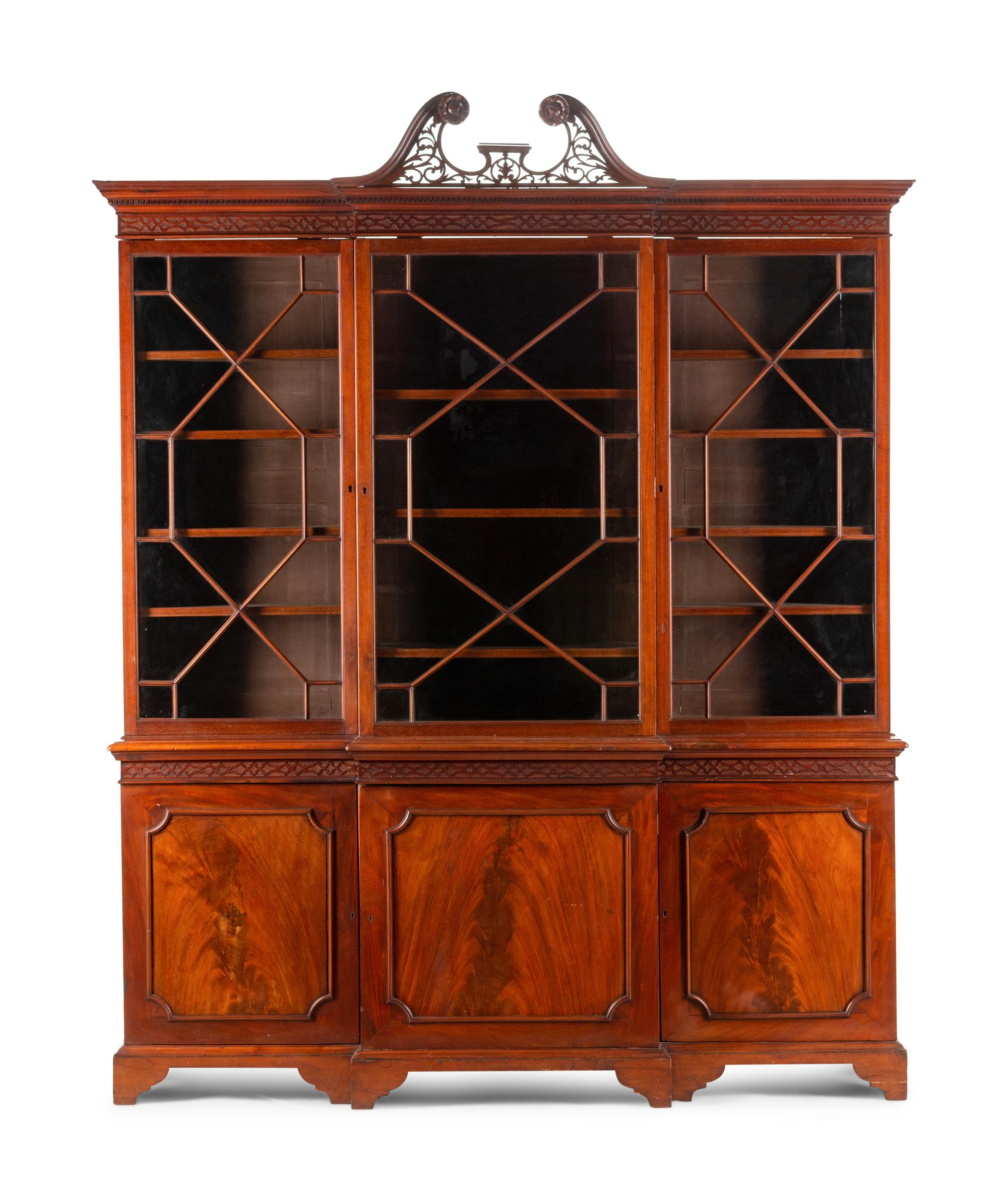 A George III Style Mahogany Breakfront Bookcase