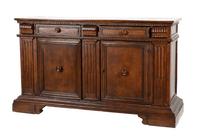 An Italian Walnut Server Height 40 1/2 x width 66 1/2 x depth 21 1/2 inches.