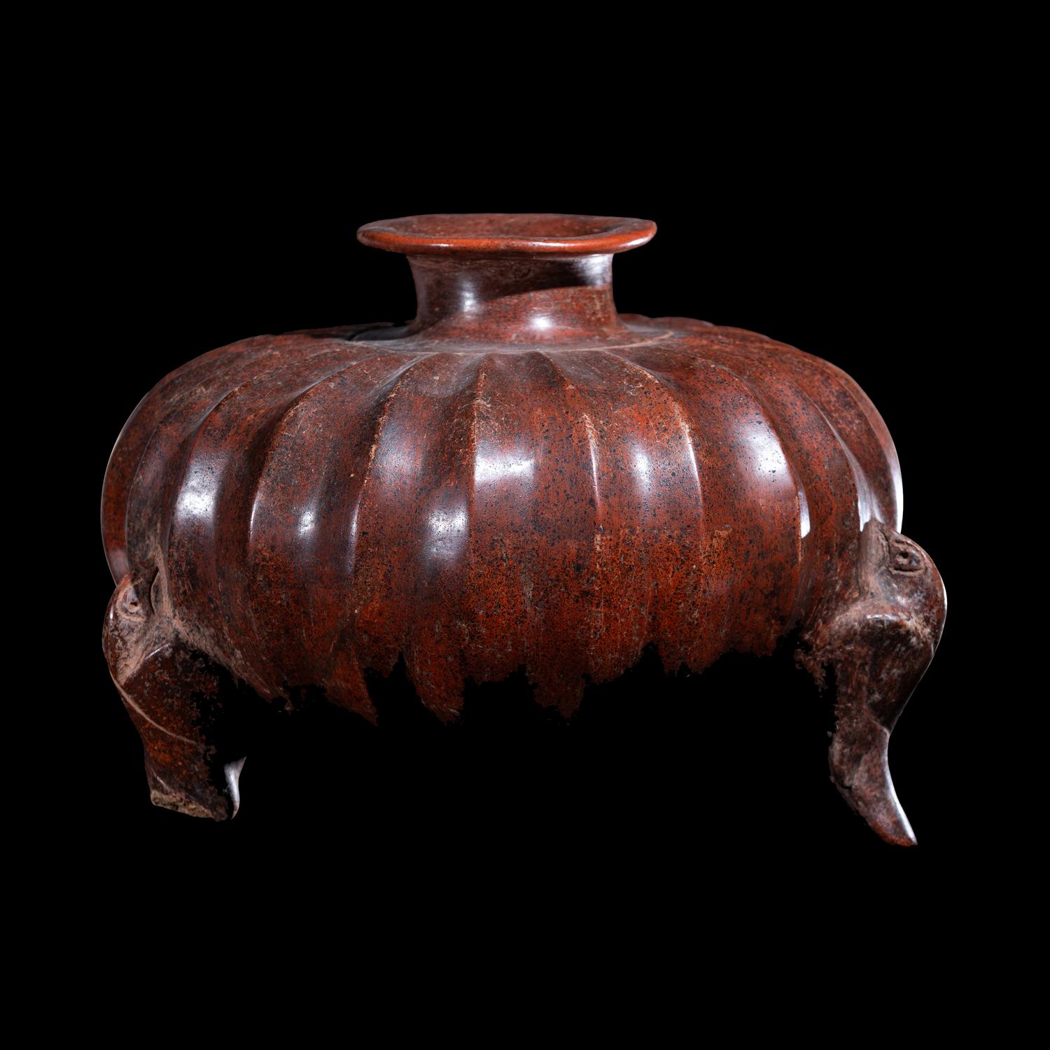 A Colima Redware Gadrooned Vessel