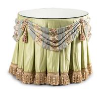 A Contemporary Silk and Damask Upholstered Side Table