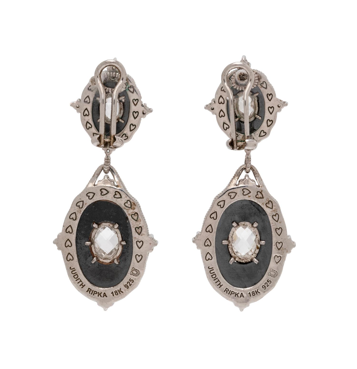 JUDITH RIPKA, HEMATITE AND ROCK CRYSTAL EARCLIPS