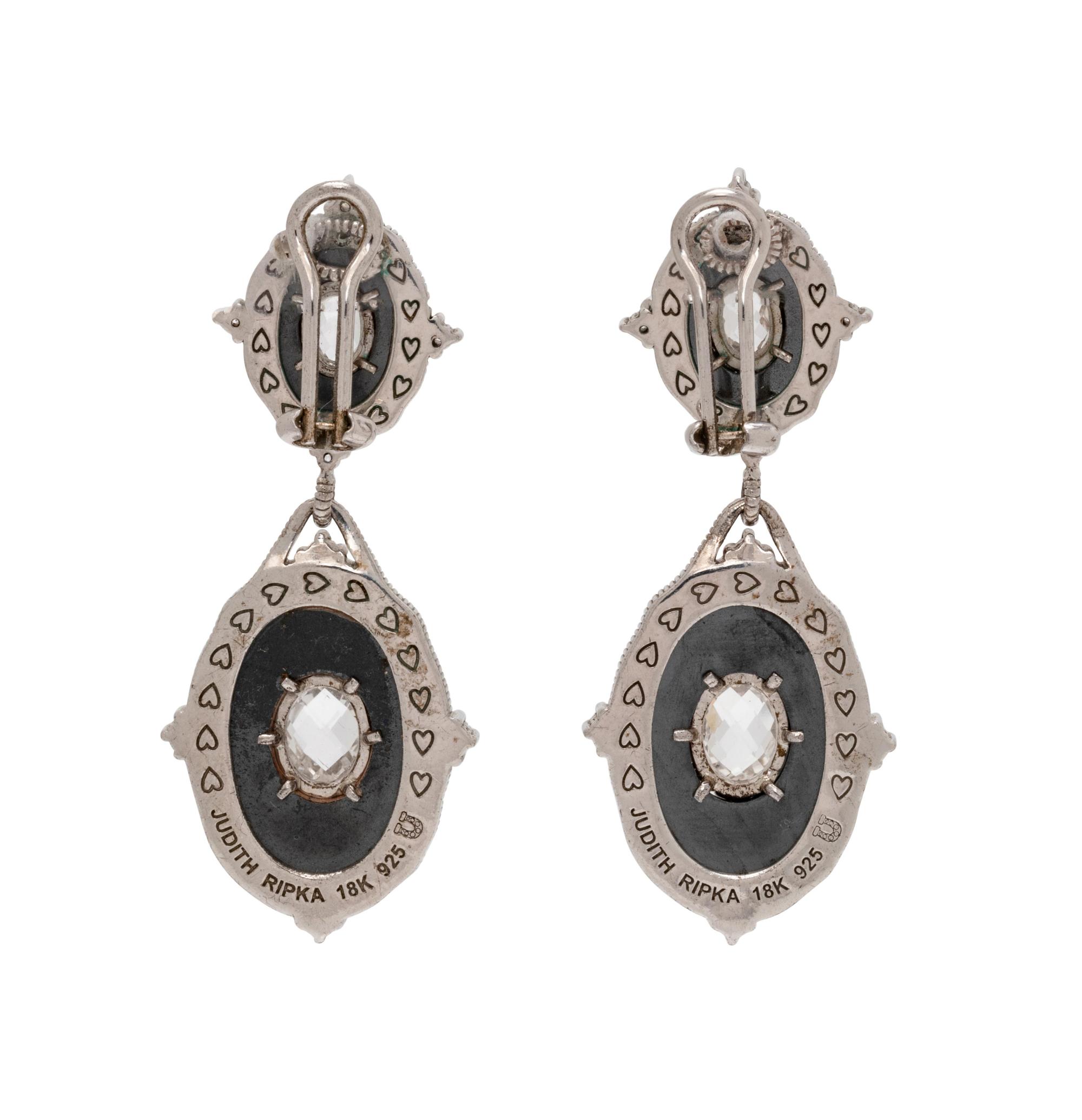 JUDITH RIPKA, HEMATITE AND ROCK CRYSTAL EARCLIPS