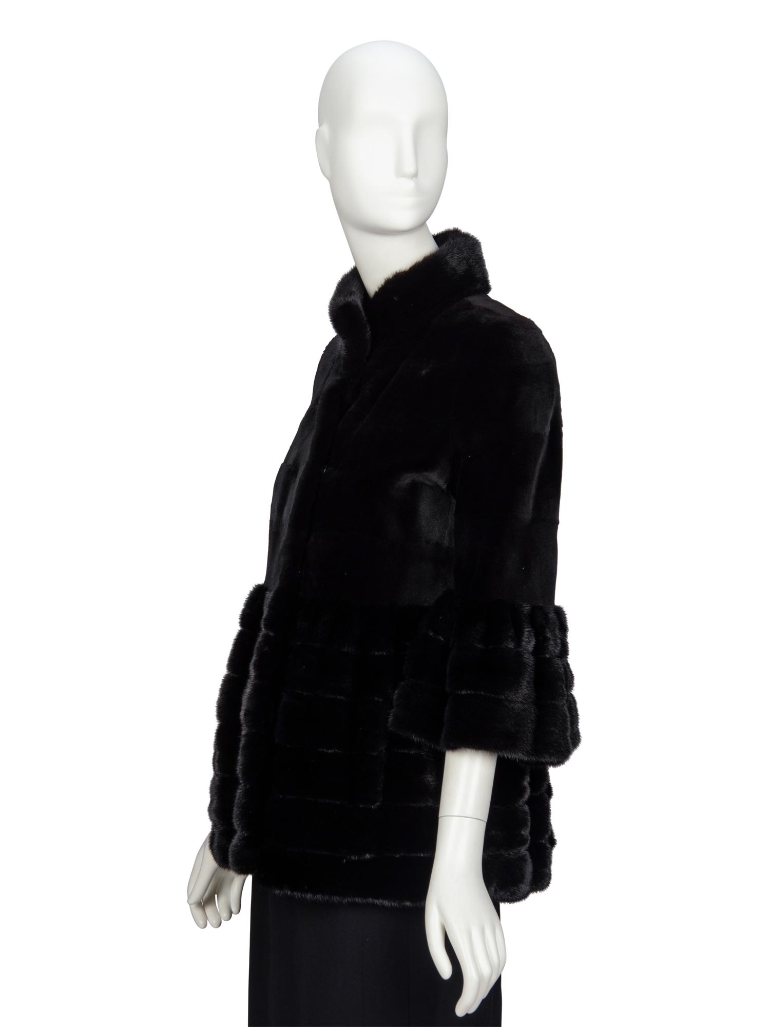 DENNIS BASSO, BLACK MINK FUR COAT