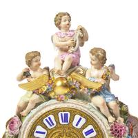 A Meissen Porcelain Mantel Clock Emblematic of Music