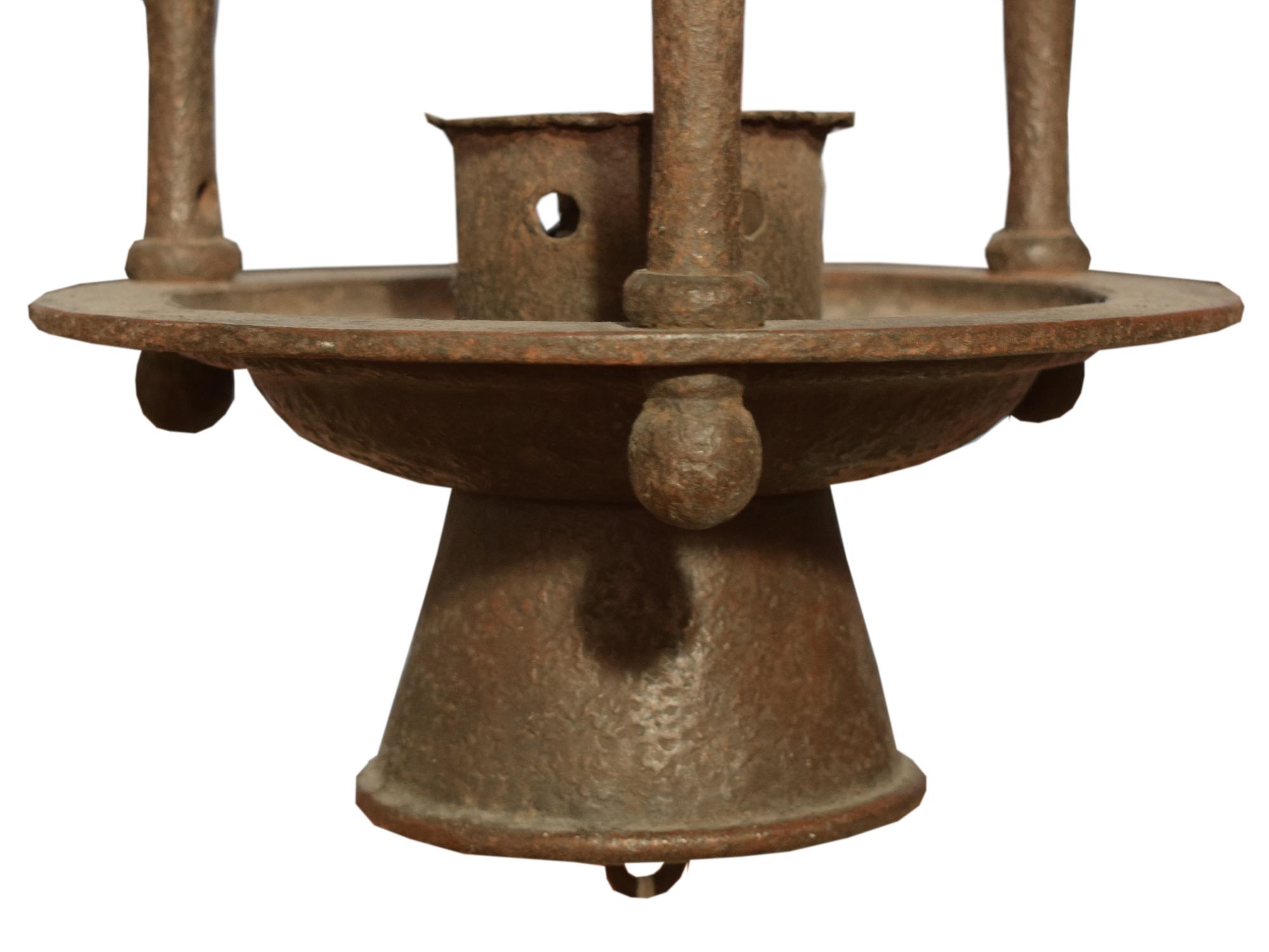 A Wrought Iron Lantern by Jose Thenee 9.5" W x 9.5" D x 25" H — Argentina, Circa 1930