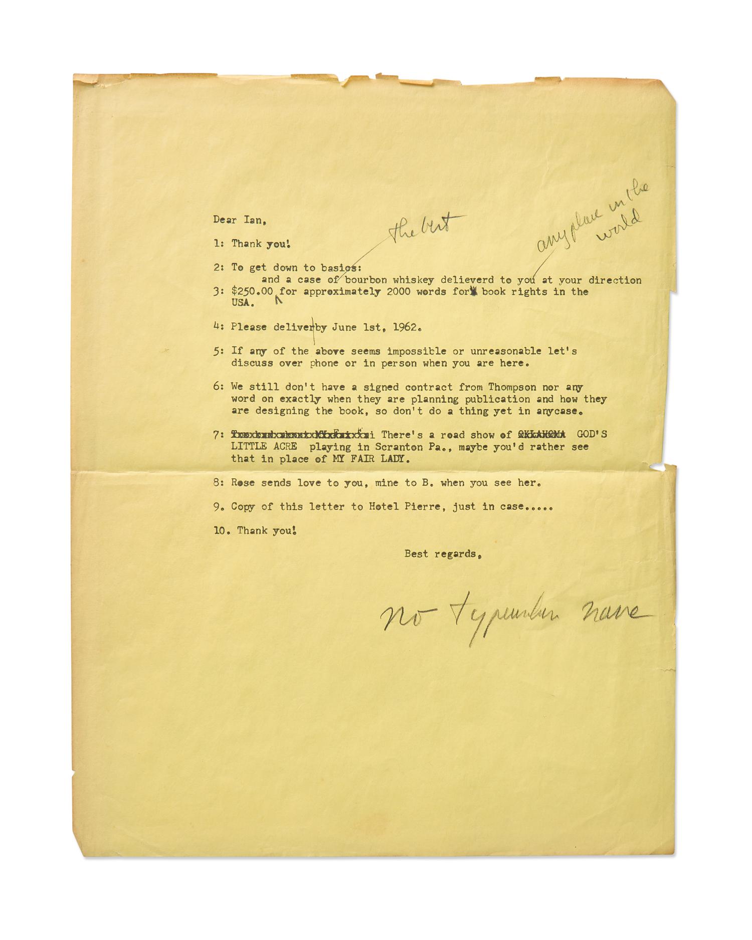 [Literature] Fleming, Ian. Autograph Letter, signed