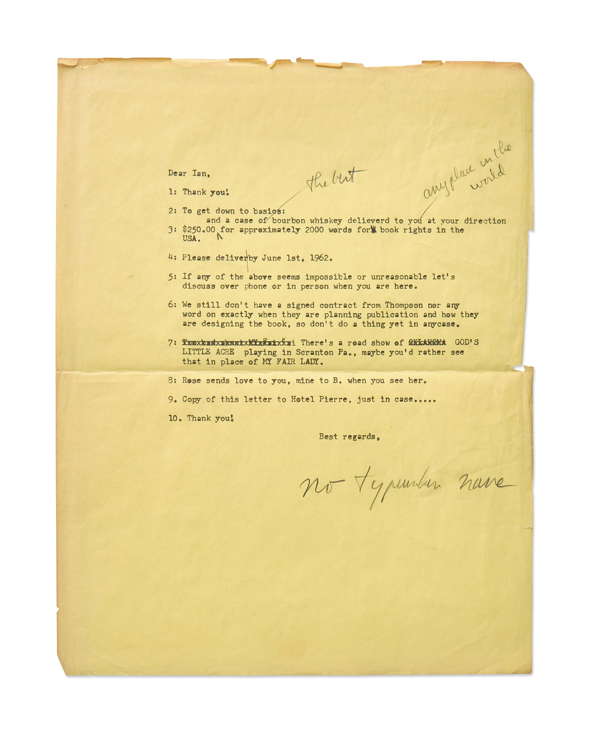 [Literature] Fleming, Ian. Autograph Letter, signed