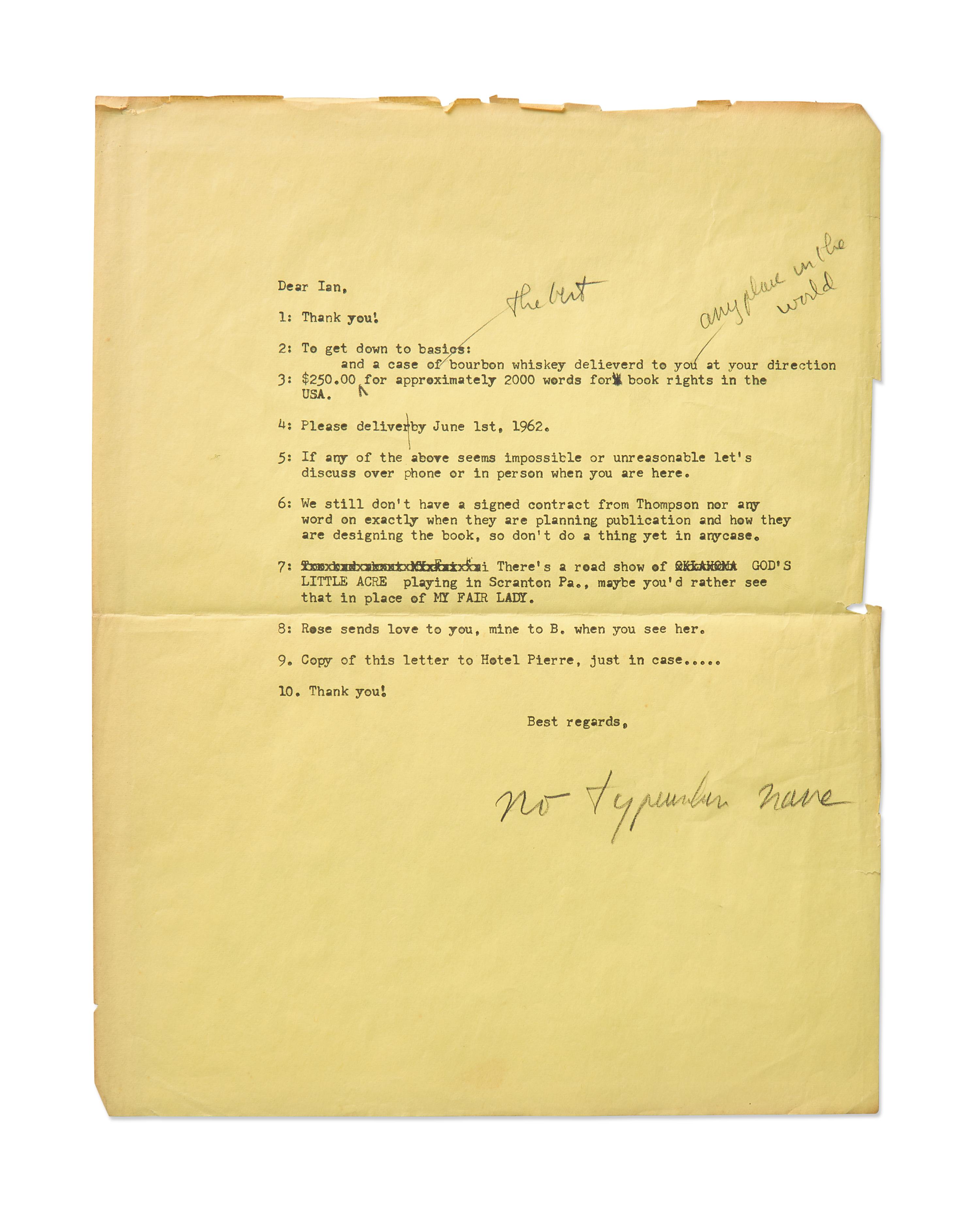 [Literature] Fleming, Ian. Autograph Letter, signed