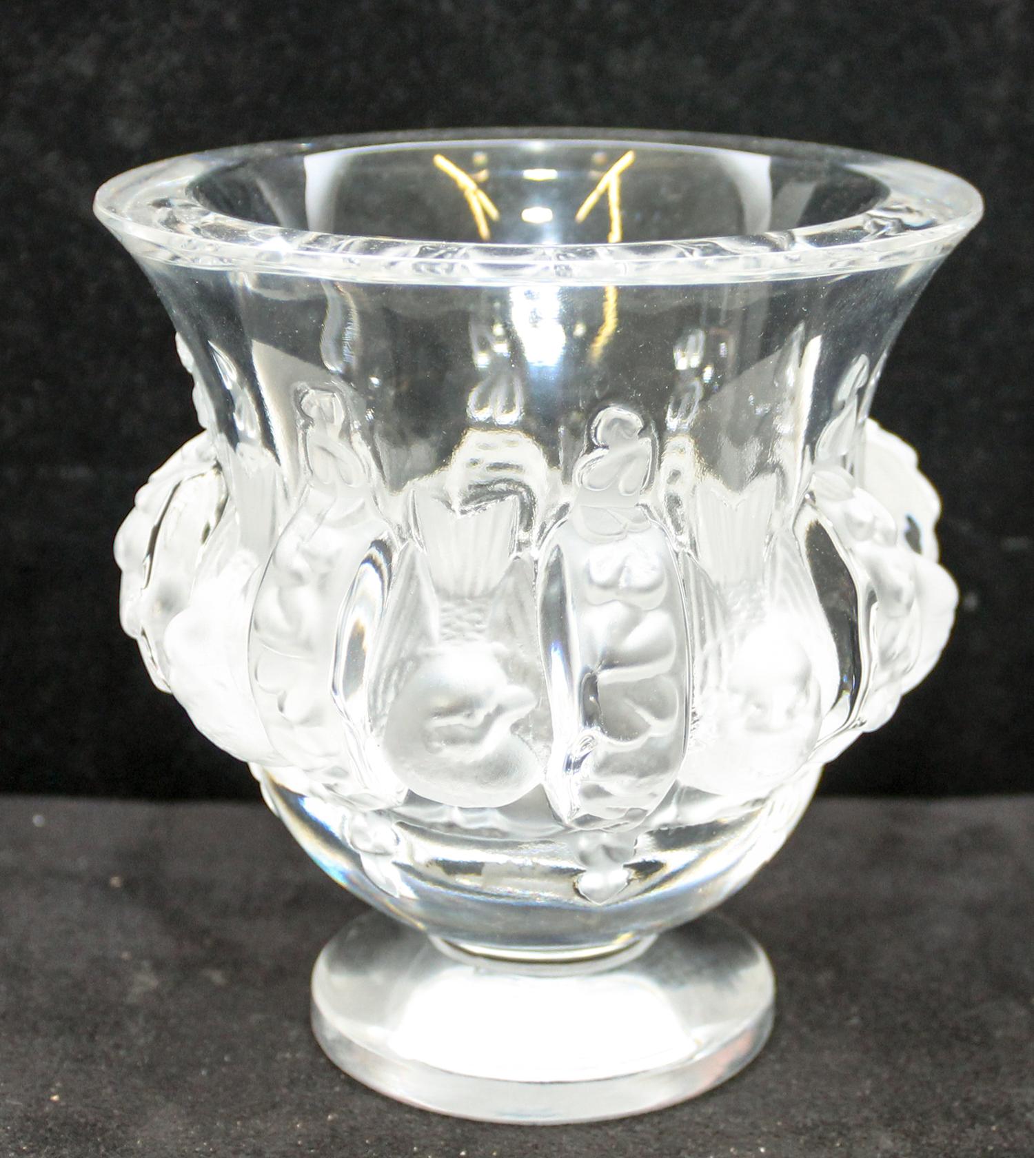 A Lalique Molded and Frosted Glass Vase Height 4 3/4 inches. — SECOND HALF 20TH CENTURY