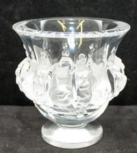 A Lalique Molded and Frosted Glass Vase Height 4 3/4 inches. — SECOND HALF 20TH CENTURY