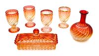 A Baccarat Molded Glass Rose Tiente Stemware Service, CIRCA 1940s, Height of glasses 5 1/4 inches. — CIRCA 1940s,