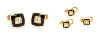 An 18 Karat Yellow Gold, Diamond and Enamel Dress Set, Leo de Vroomen, Circa 1986, 22.30 dwts.