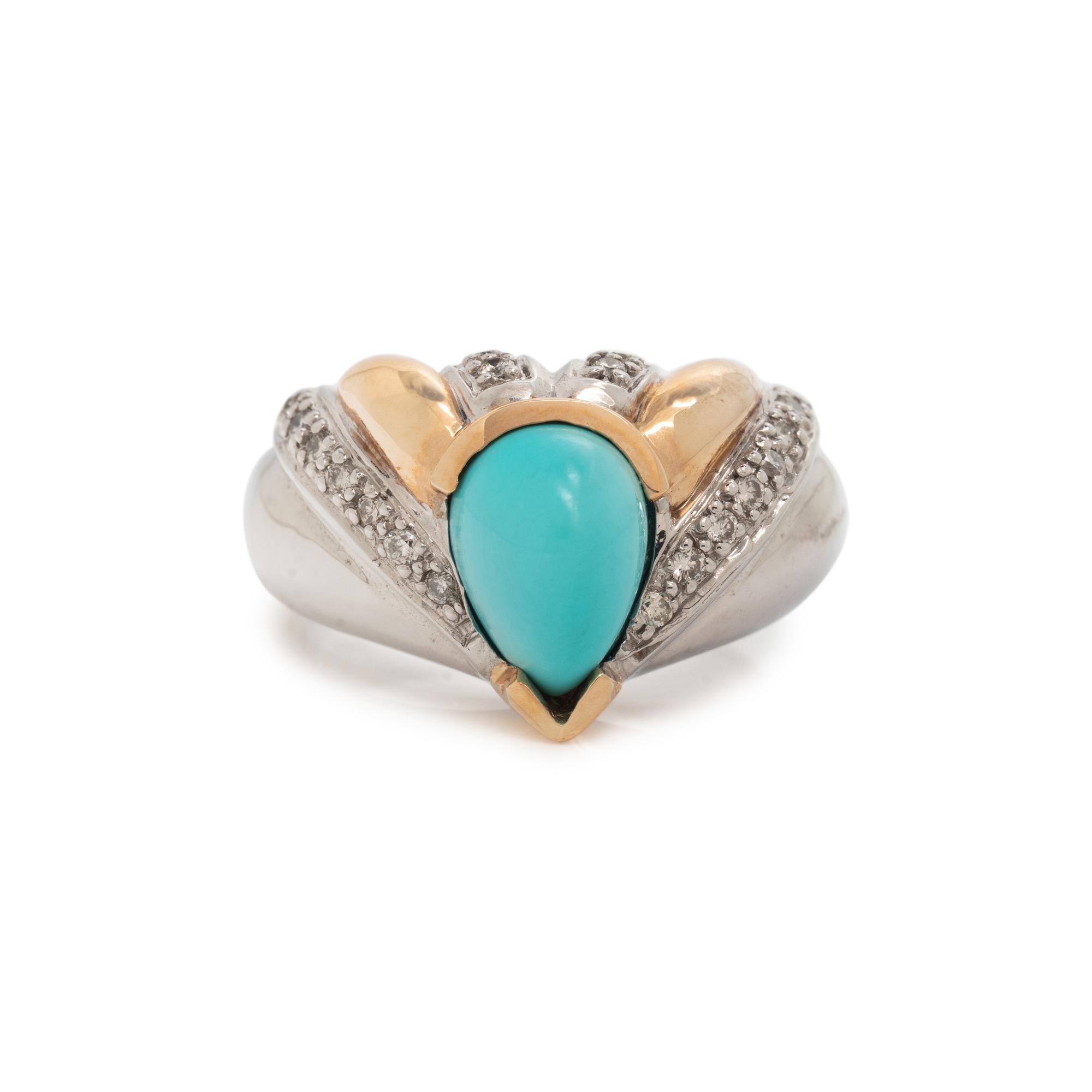 LE VIAN, BICOLOR GOLD, TURQUOISE AND DIAMOND RING