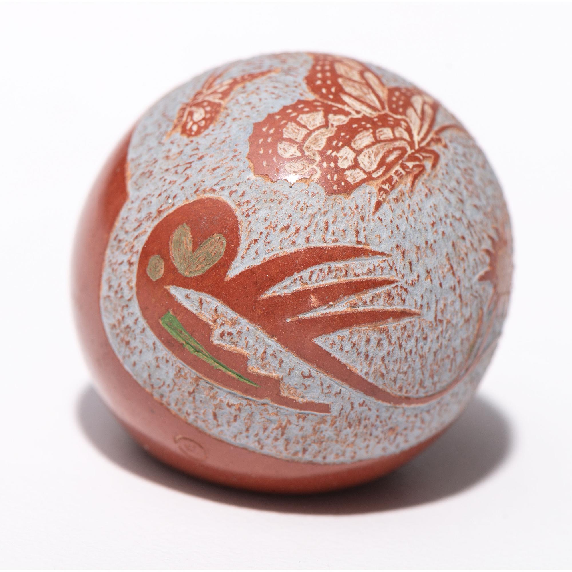 Sgraffito Seed Jar, with Butterfly