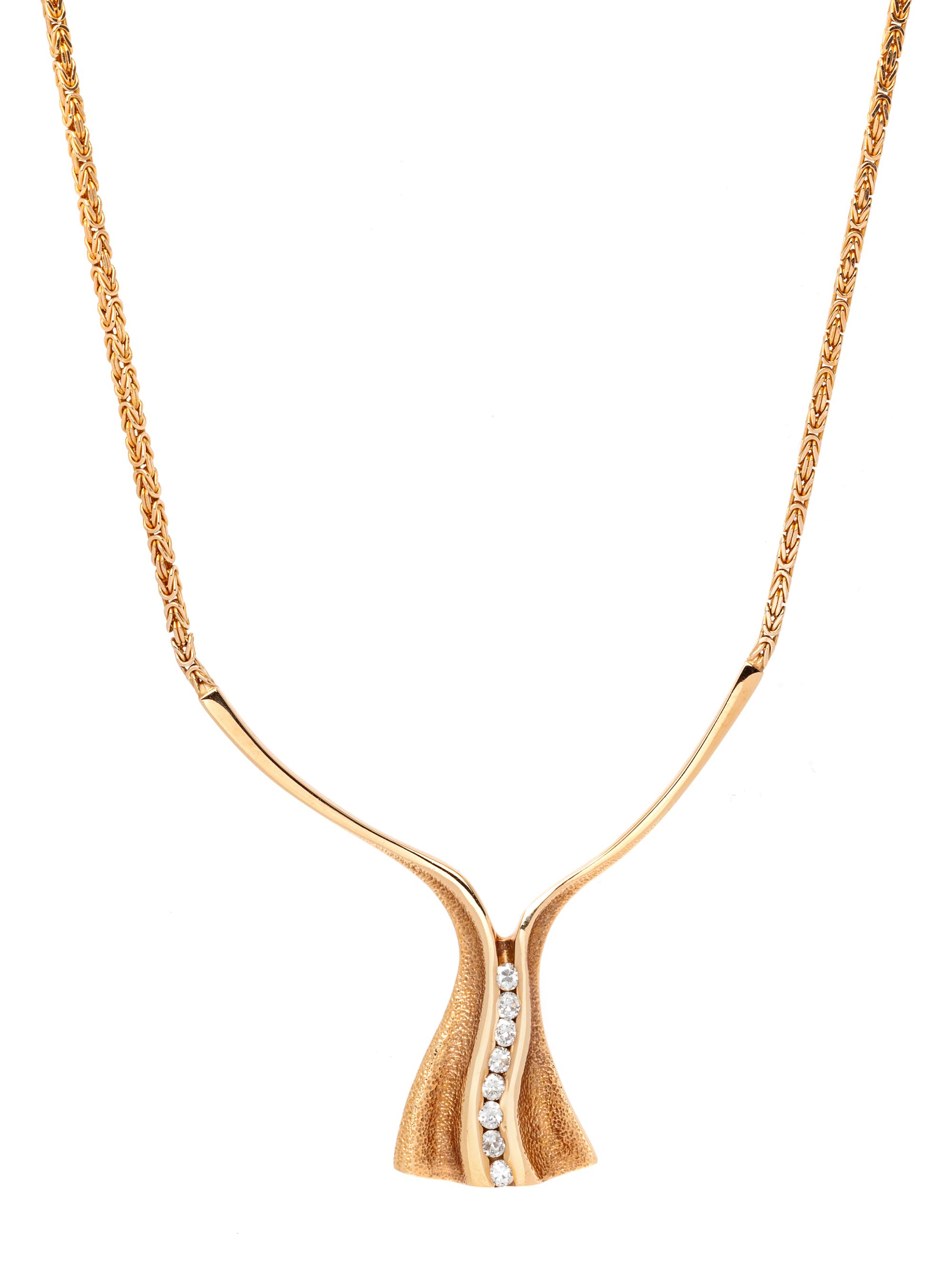 A 14 Karat Yellow Gold and Diamond Necklace, Keith Atwood,