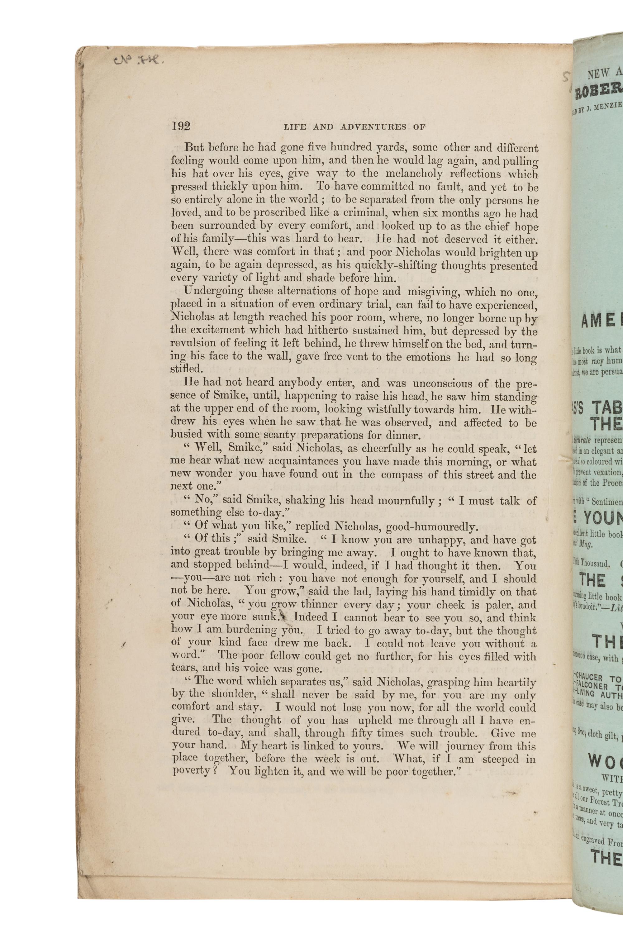 DICKENS, Charles (1812-1870). The Life and Adventures of Nicholas Nickleby . London: Chapman & Hall, April 1838 - October 1839.