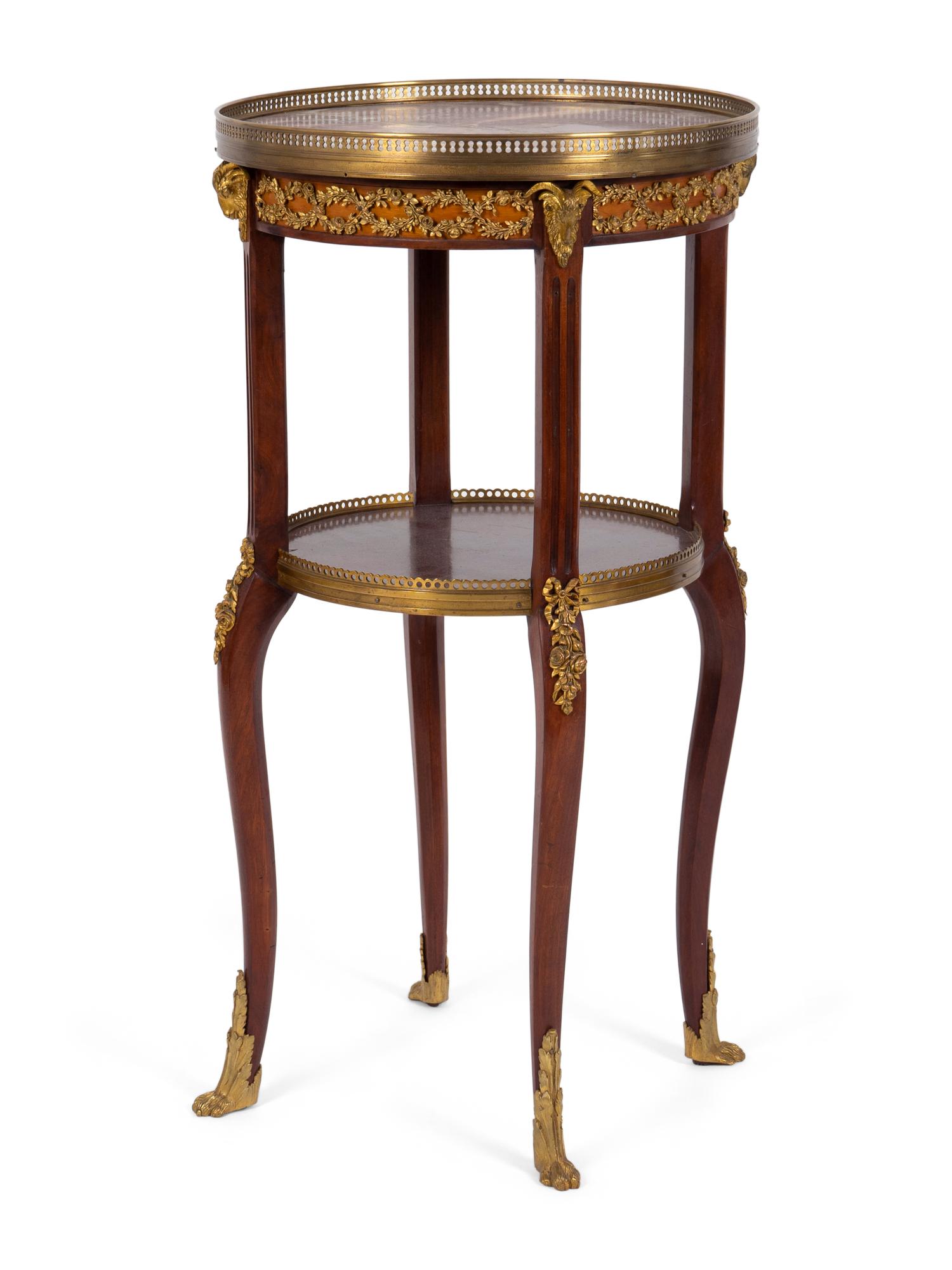 A Louis XV/XVI Transitional Gilt Metal Mounted Marble Top Two-Tier Gueridon — 19TH CENTURY