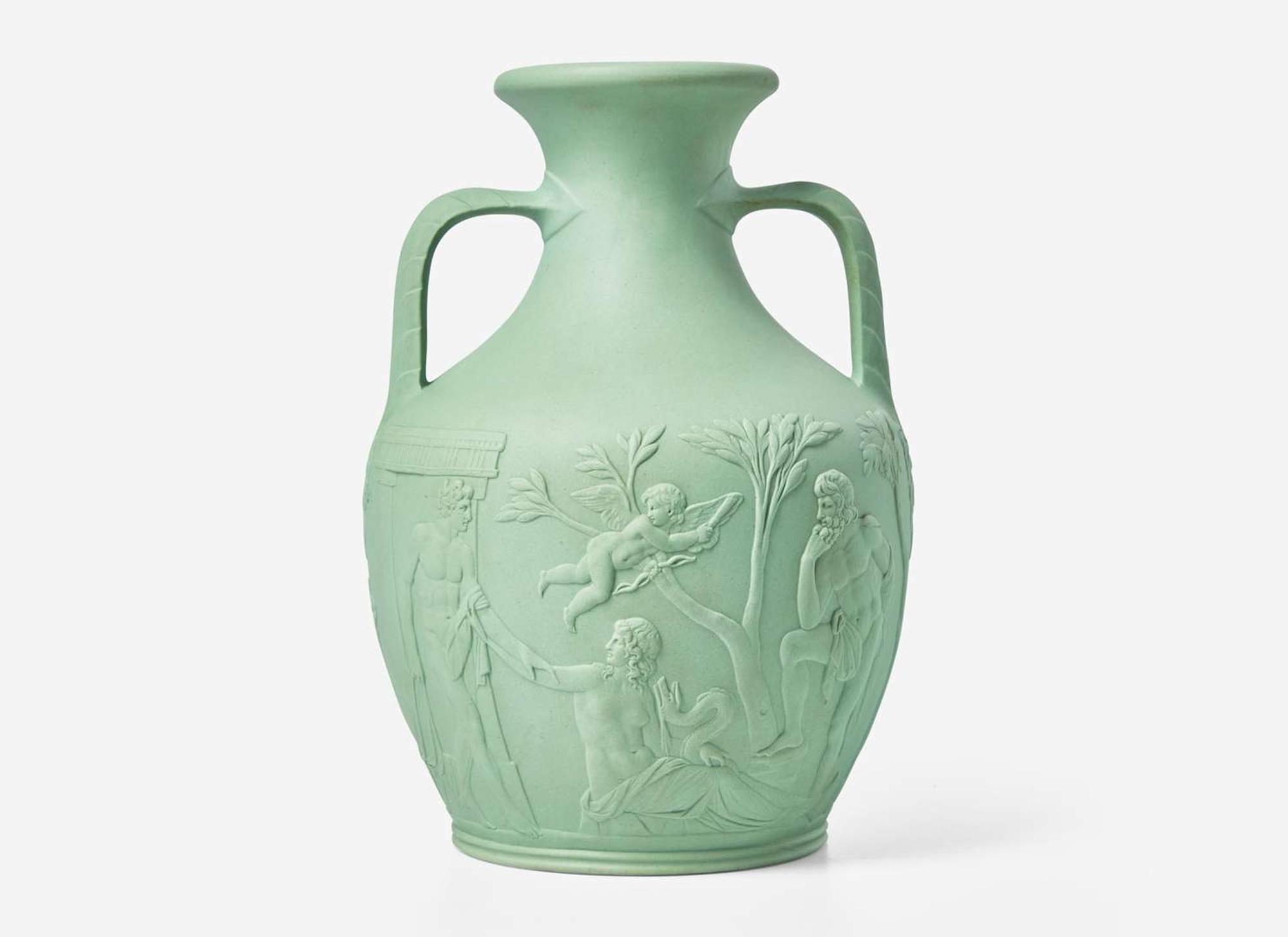 A Wedgwood Solid Green Stoneware Portland Vase, UK, mid-19th century