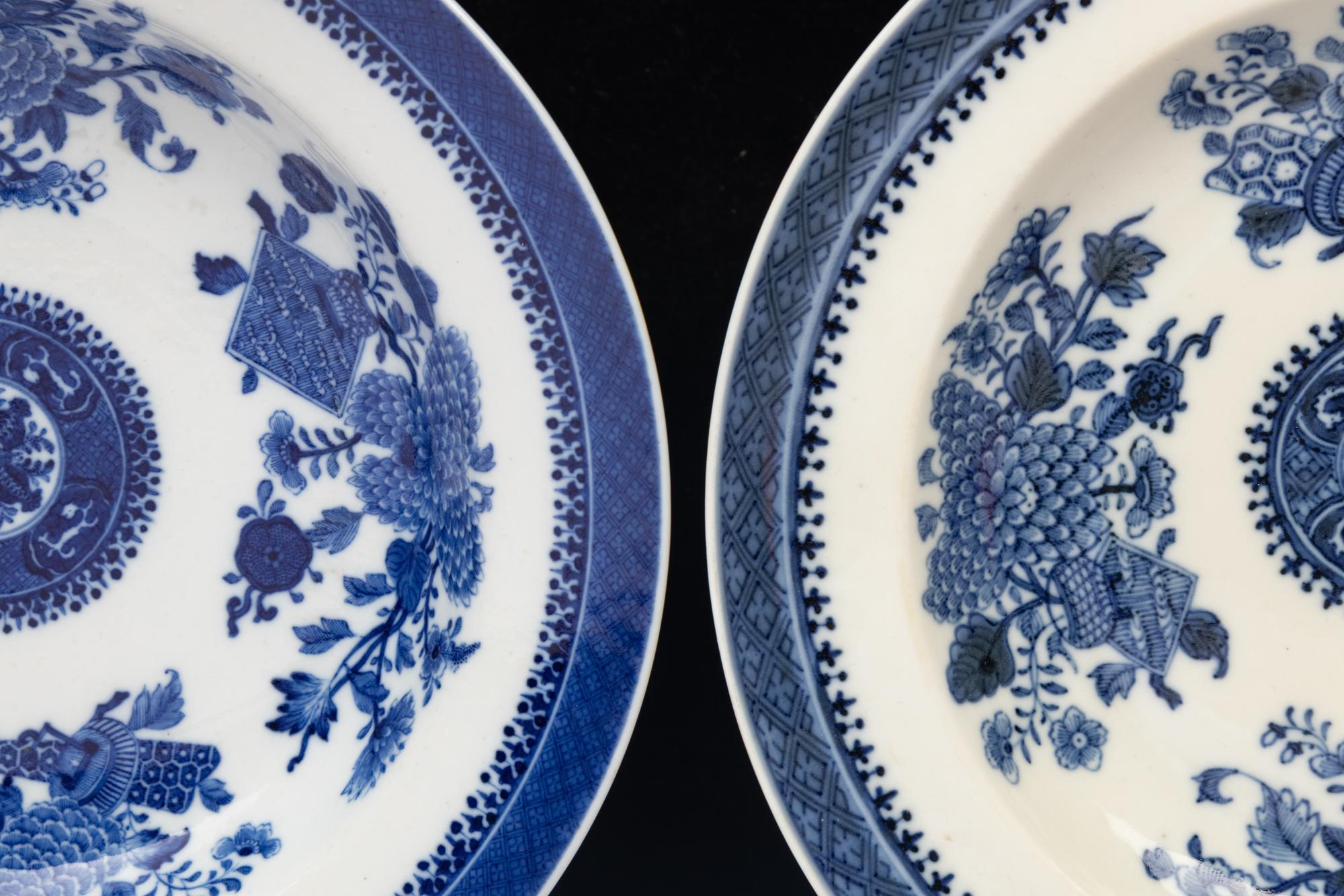 Two Chinese Export Blue and White "Fitzhugh"-Type Porcelain Wares