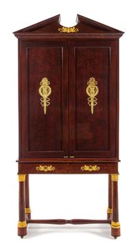 An Empire Style Gilt Bronze Mounted Cabinet on Stand Height 81 1/2 x width 40 x depth 20 inches. — 20TH CENTURY