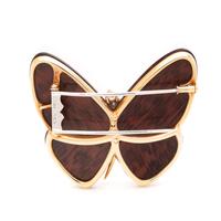 VAN CLEEF & ARPELS, WOOD AND DIAMOND BUTTERFLY BROOCH