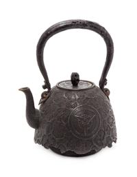 A Cast Iron Teapot, Tetsubin Height 8 inches. — LATE EDO PERIOD, MID-19TH CENTURY